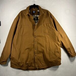 Polar King by Key Mens Brown Cotton Flannel Lined Work Shirt Jacket 2XLR